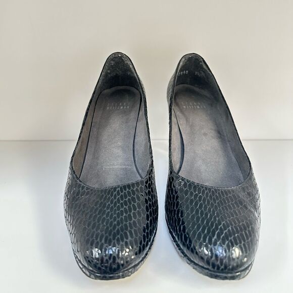 Stuart Weitzman Black Snakeskin Pumps, 7.5 - Picture 3 of 11